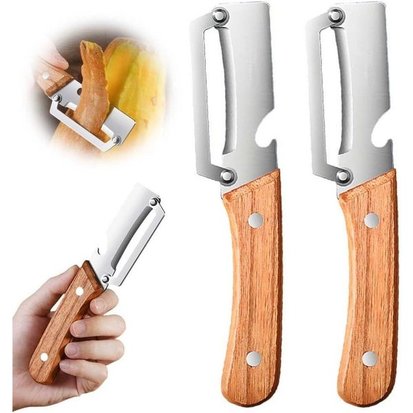 FELIXLEO Sparschäler Ergonomischer Holzgriff liegt sicher und rutschfest in jeder Hand, (2-tlg)