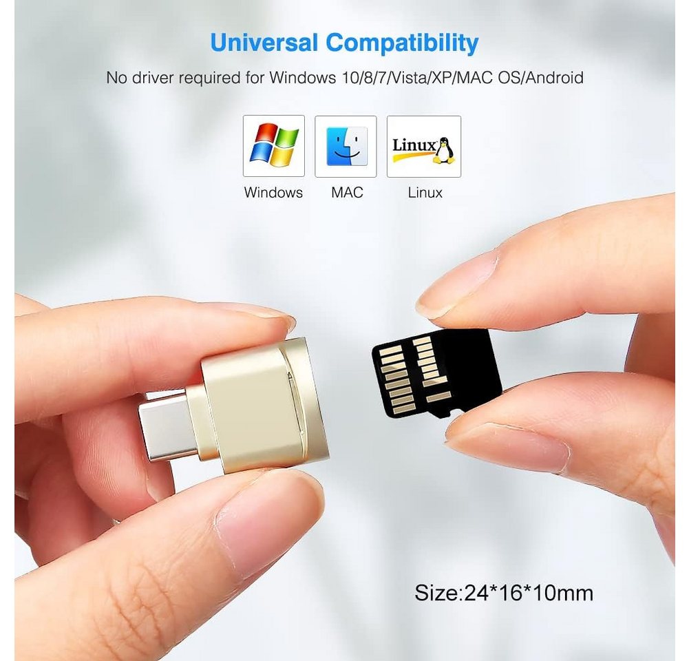 FELIXLEO Speicherkartenleser 3 Stück Kartenleser, TF SD Kartenleser, USB C auf Micro SD/TF – Bild 4 von 5