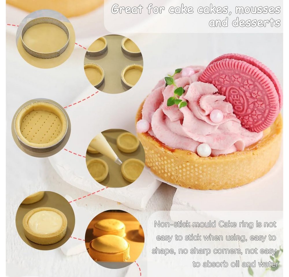 FELIXLEO Speisering 12er Mousse Ring 8cm Edelstahl Dessertring Tartelette Form, (1 tlg) – Bild 2 von 5