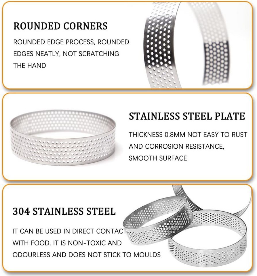 FELIXLEO Speisering 12er Mousse Ring 8cm Edelstahl Dessertring Tartelette Form, (1 tlg) – Bild 5 von 5