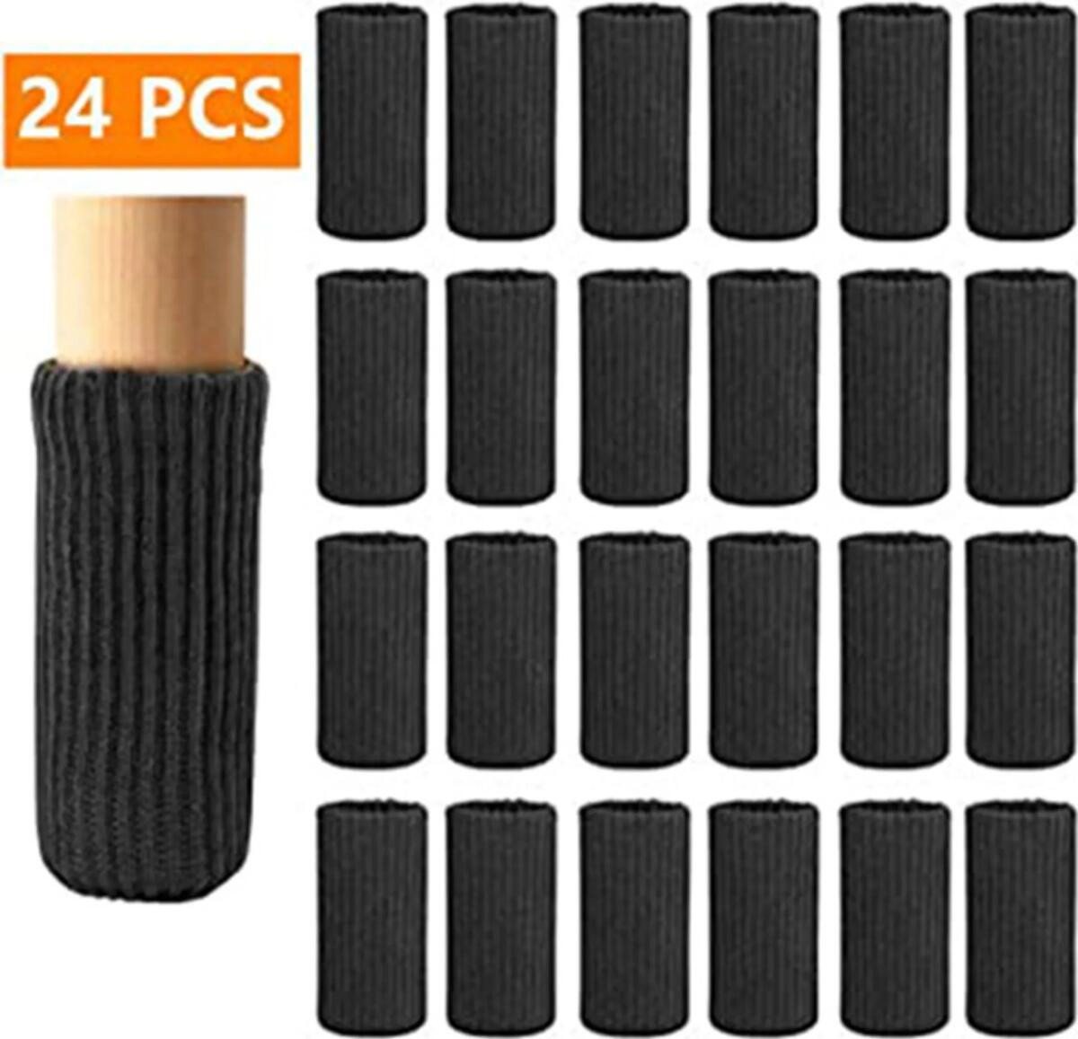 FELIXLEO Stuhlsocke Stuhlsocken Stuhlbeinschoner Elastisch Schwarz Fußbodenschutz, (24 St) – Bild 3 von 3