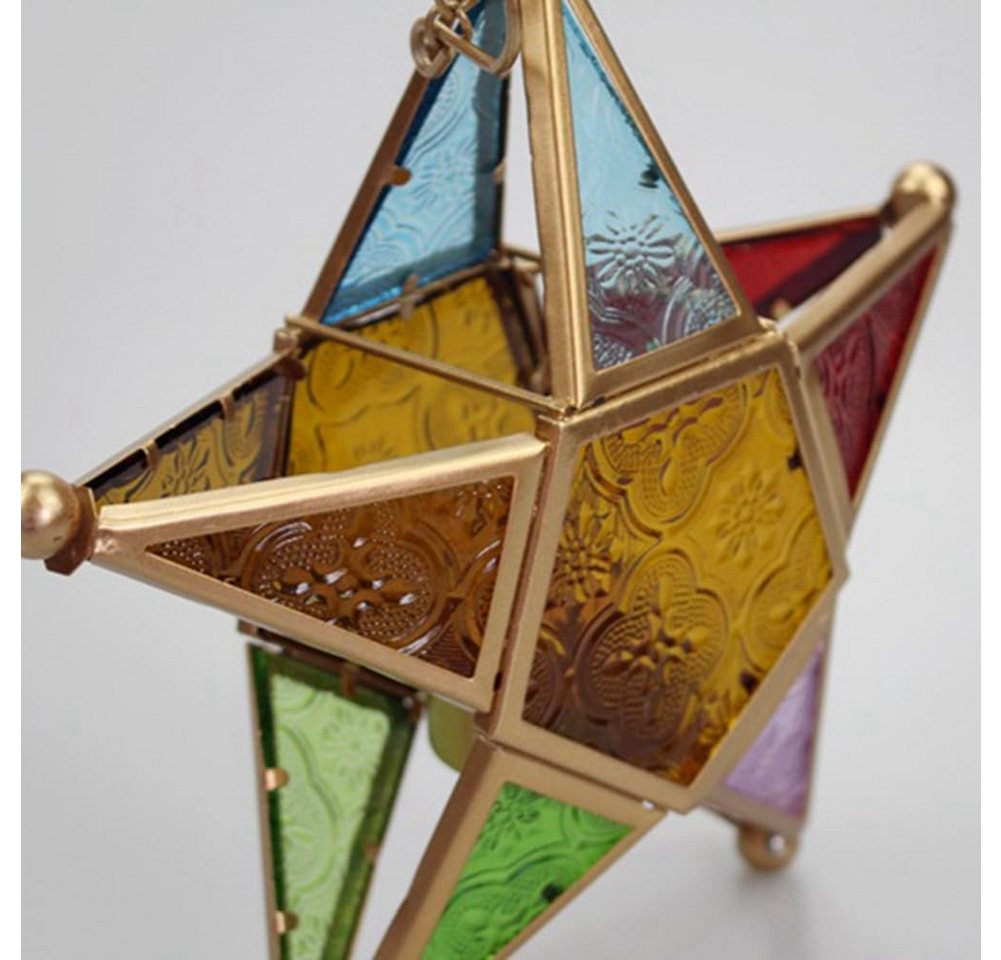 FELIXLEO Teelichthalter Hängekerzenhalter Glas Sternform Marokkanisch Stil Schwarz Deko (1 St) – Bild 2 von 5