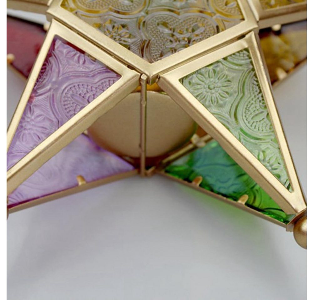FELIXLEO Teelichthalter Hängekerzenhalter Glas Sternform Marokkanisch Stil Schwarz Deko (1 St) – Bild 5 von 5