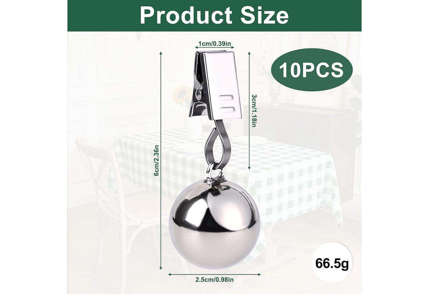 FELIXLEO Tischtuchklammer 10er Tischdeckenbeschwerer Schwer Metallkugel Outdoor Garten, (1-tlg) – Bild 2 von 5