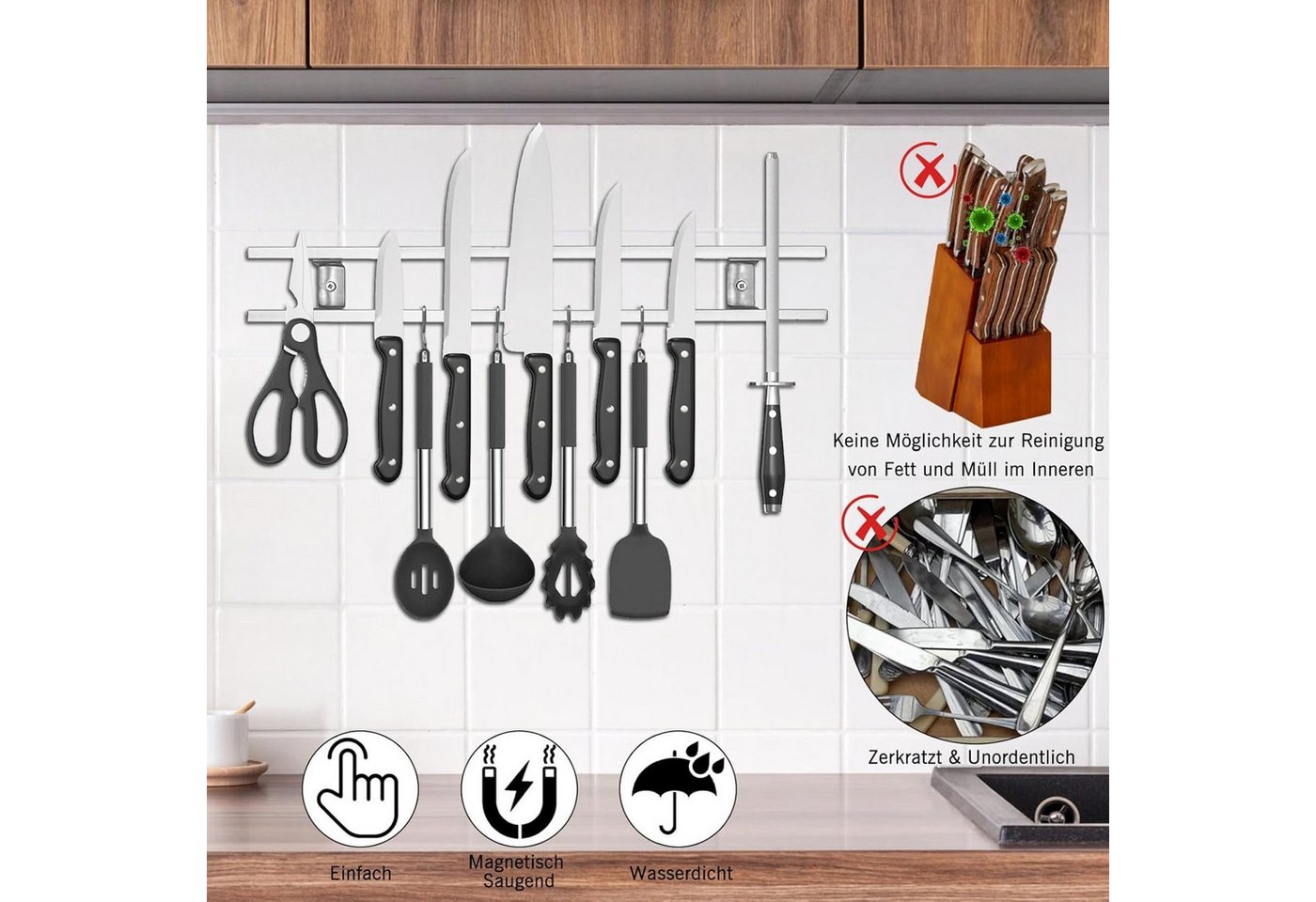 FELIXLEO Wand-Magnet Messerhalter (2tlg) – Bild 3 von 5
