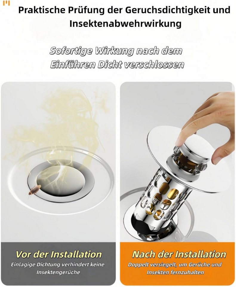 FELIXLEO Waschbeckenstöpsel Universal Ablaufventil Abflussfilter für Spüle Küchenzubehör, (1 St) – Bild 3 von 3