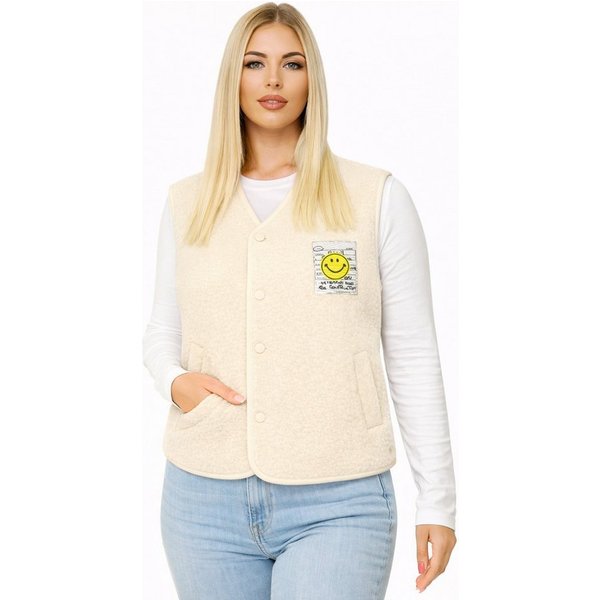 Worldclassca Fellimitatweste Worldclassca Teddy Weste Smiley Kuschelig Kurz Herbst Winter Ärmellos Neue Kollektion - Stilvolle und gemütliche Mode für Damen