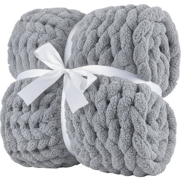 Wohndecke Grobmaschige Wohlfühldecke, Feluna, Flauschige Kuscheldecke Grobstrick Tagesdecke