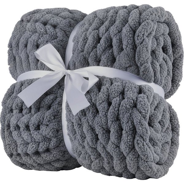 Wohndecke Grobmaschige Wohlfühldecke, Feluna, Flauschige Kuscheldecke Grobstrick Tagesdecke