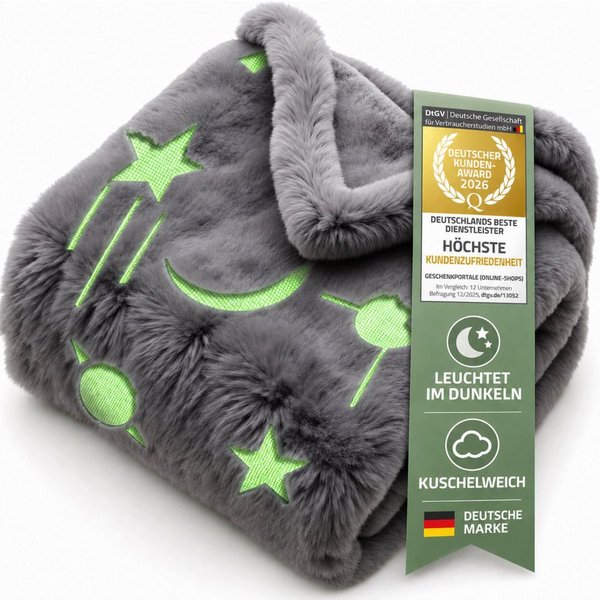 Wohndecke Kinder-Wohndecke mit leuchtenden Sternen – Mikrofaser Plüsch decke, Feluna, Kinder Plüschdecke Tages-Decke