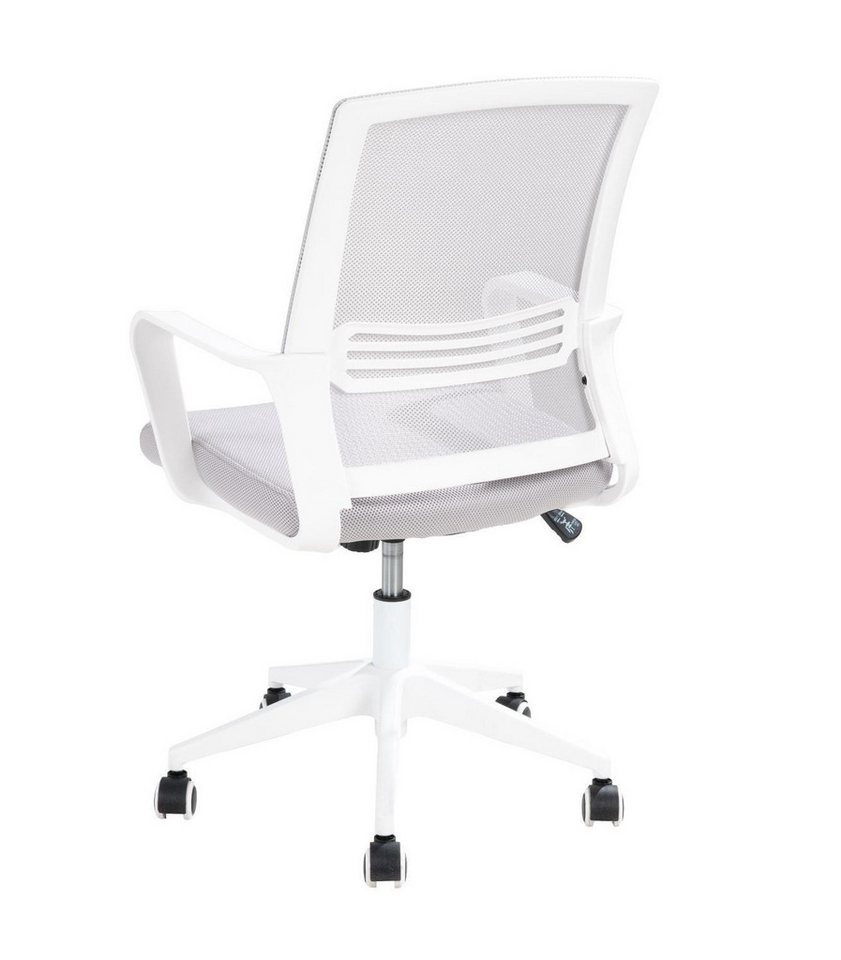 Femo Trade Bürostuhl FM-2505, Hellgrau, Weiß, Kunststoffgestell, Mesh, Stoff, Höhenverstellbar, Wippmechanik, B 58 x H 102 x T 56 cm – Bild 5 von 5