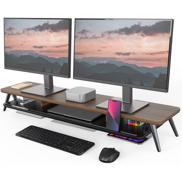Fenge Monitorständer 108 cm breit, mit integrierter Smartphone- und Tablet-Halterung, (wasserabweisende, kratzfeste Oberfläche)