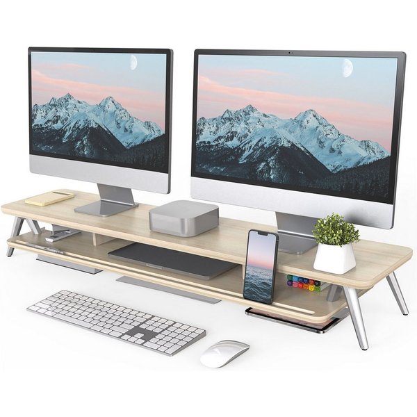 Fenge Monitorständer 108 cm breit, mit integrierter Smartphone- und Tablet-Halterung, (wasserabweisende, kratzfeste Oberfläche)