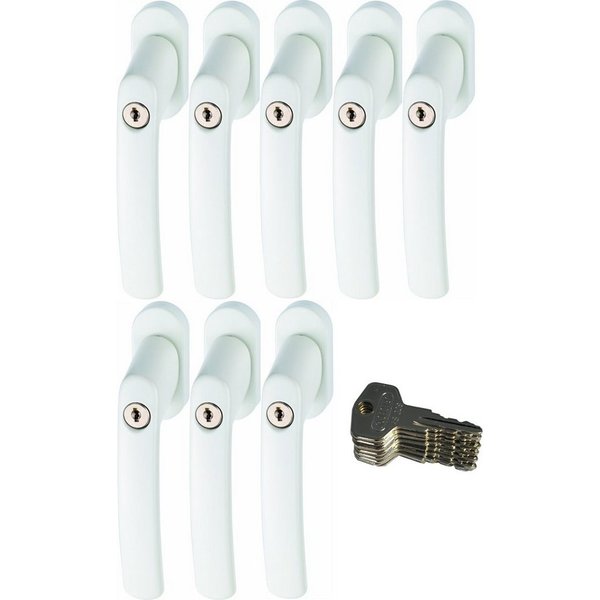 ABUS Fenstergriff ABUS FG200 Weiß, Braun, Silber, SB abschließbarer Fenstergriff, 8er Set weiß, abschließbar, Kindersicherung