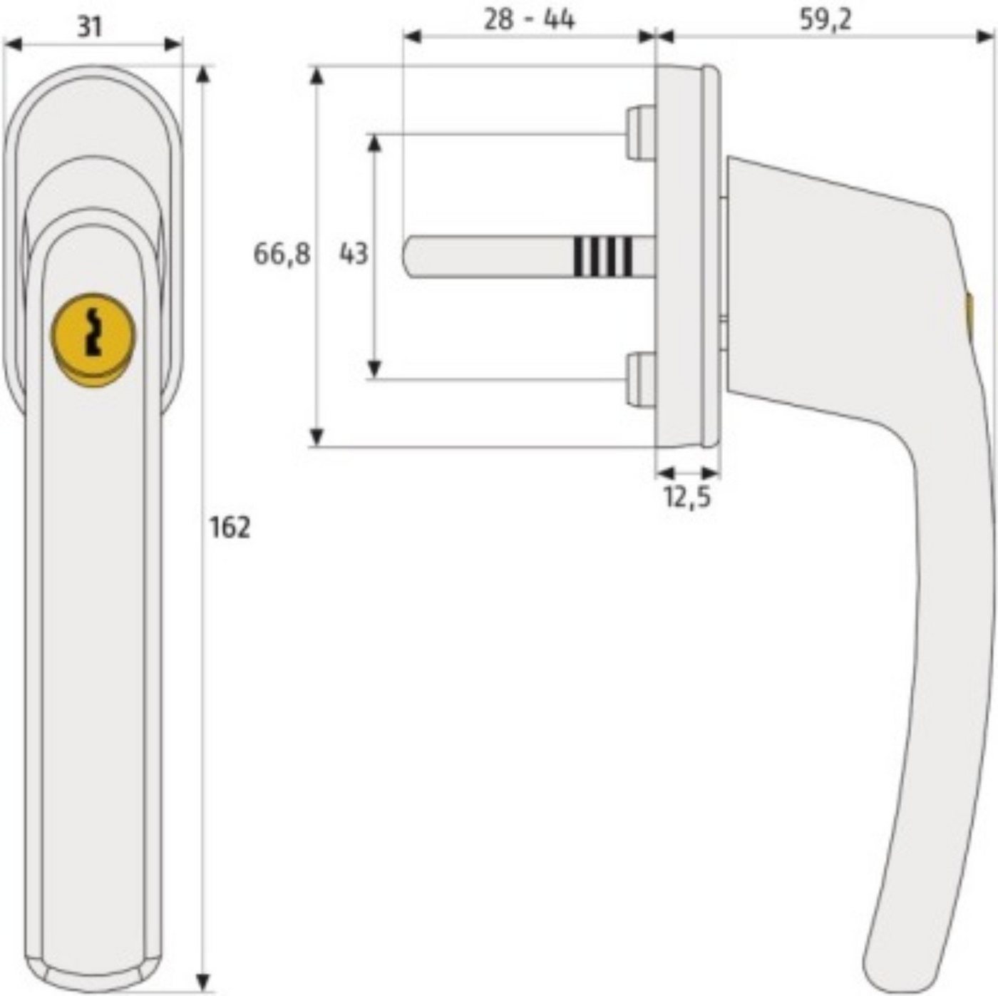 ABUS Fenstergriff ABUS FG200 Weiß, Braun, Silber, SB abschließbarer Fenstergriff, 2er Set weiß, abschließbar, Kindersicherung – Bild 2 von 2