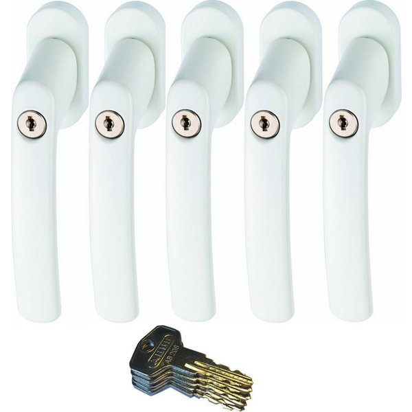 ABUS Fenstergriff ABUS FG200 Weiß, Braun, Silber, SB abschließbarer Fenstergriff, 5er Set weiß, abschließbar, Kindersicherung
