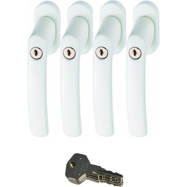 ABUS Fenstergriff ABUS FG200 Weiß, Braun, Silber, SB abschließbarer Fenstergriff, 4er Set weiß, abschließbar, Kindersicherung