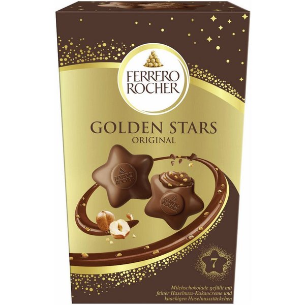 FERRERO ROCHER Schokolade, Ferrero Rocher Golden Stars Milchschokolade Packung 80,5g
