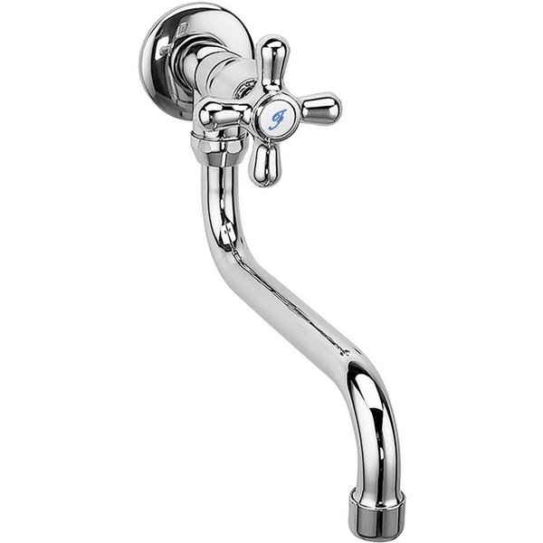 Ferro Waschtischarmatur RETRO Kaltwasserventil, Wand-Ventil, Wandarmatur mit Kreuzgriff, Chrom