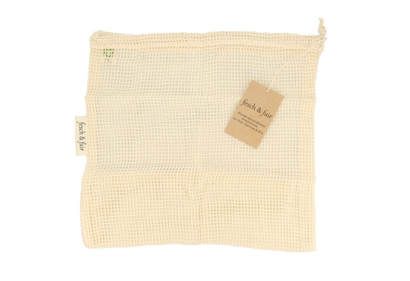 fesch & fair Einkaufsbeutel Obstbeutel Gemüsenetz Biobaumwolle 30x40 – Bild 3 von 5