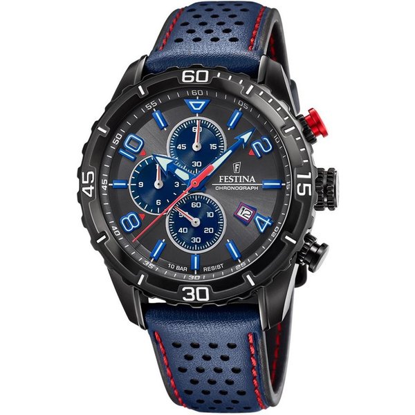 Festina Chronograph F20519/3, Armbanduhr, Quarzuhr, Herrenuhr, Stoppfunktion, Lederarmband