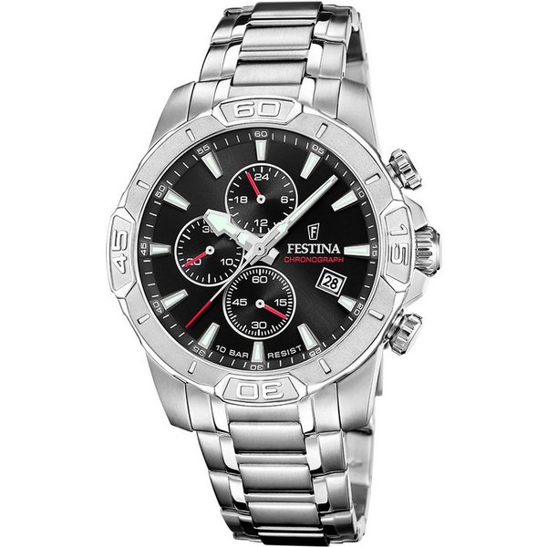 Festina Chronograph Timeless Chronograph F20704/3, Quarzuhr, Armbanduhr, Herrenuhr, Edelstahlarmband, analog, Tag