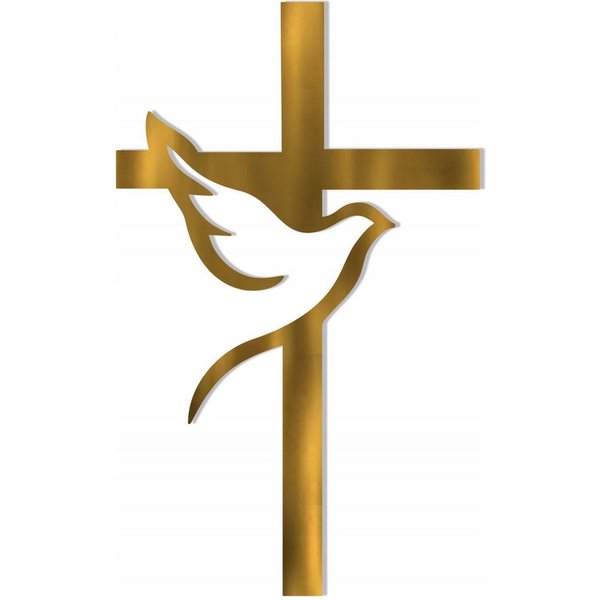 Festivalartikel, Topper Topper für Kuchen Kreuz mit Taube Golden Spiegel Plexiglas Torten, Plexiglas