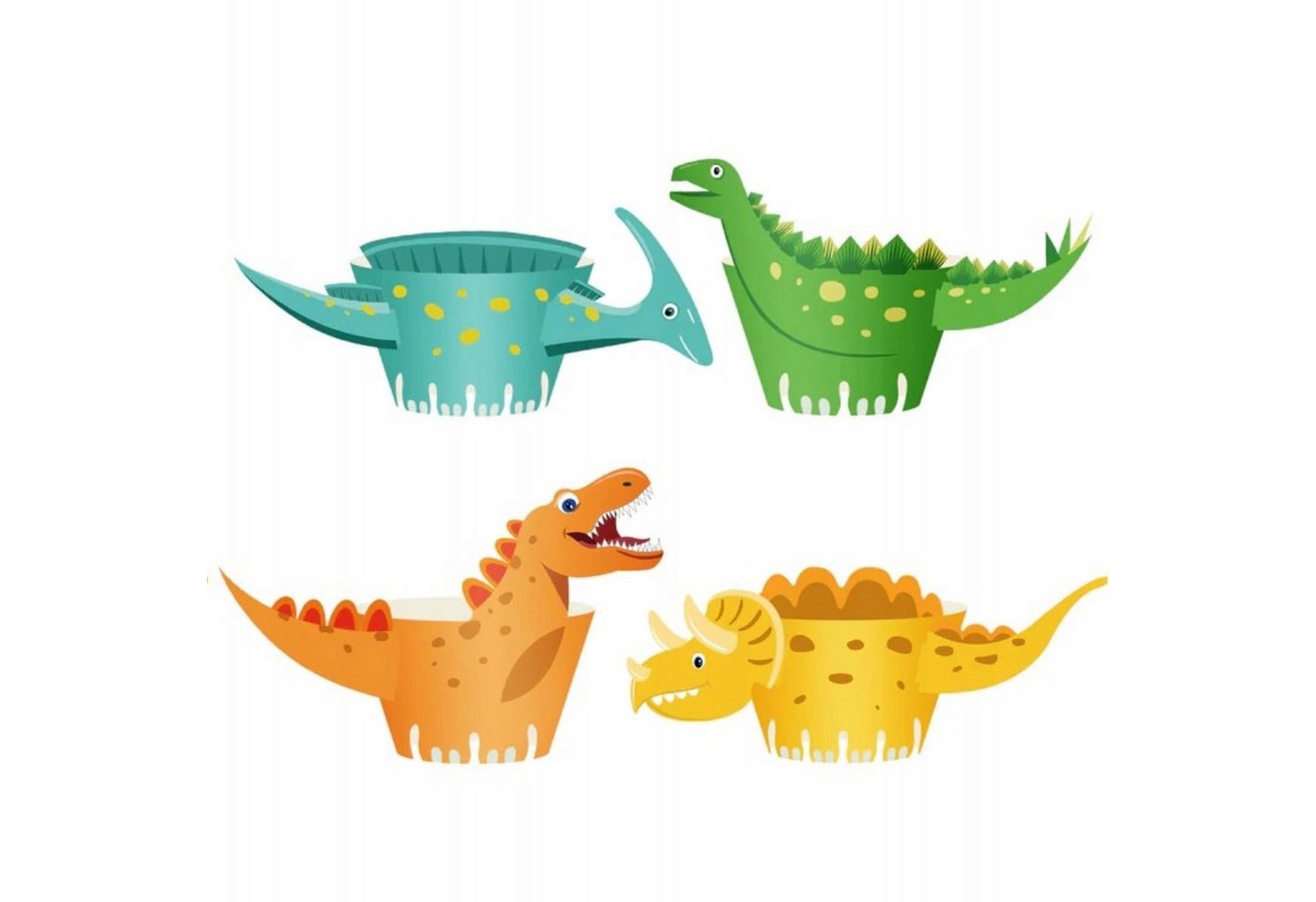 Festivalartikel Muffinform Bunte Dinosaurier-Muffinförmchen 8er-Set für Dekoration – Bild 2 von 5