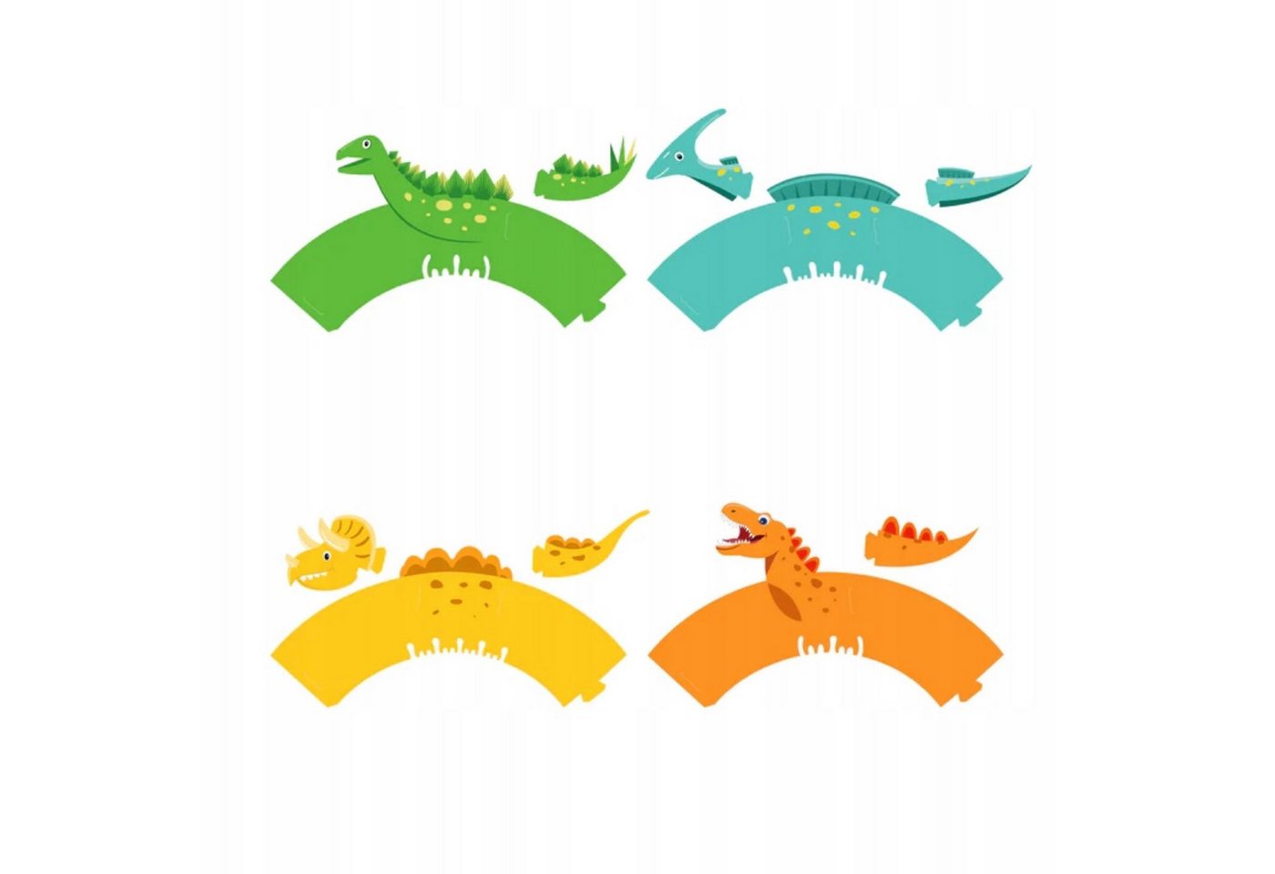 Festivalartikel Muffinform Bunte Dinosaurier-Muffinförmchen 8er-Set für Dekoration – Bild 3 von 5