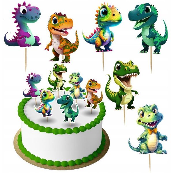 Festivalartikel Tortenstecker Dinosaurier Topper Set 6 Stk Geburstag Torten Deko Kuchen Junge