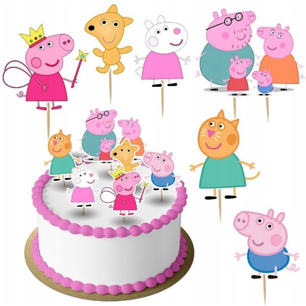 Festivalartikel Tortenstecker Peppa Wutz,Peppa Pig Topper Set 6 Stk Torten Deko Kuchen Junge