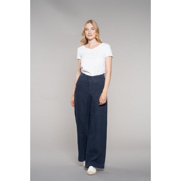 Feuervogl Leinenhose fv-Fr:051, Wide Leg, High Waist, Pure Linen