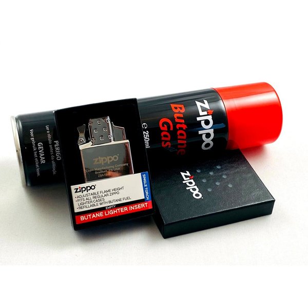 Zippo Feuerzeug Zippo Feuerzeug Lighter Double Einsatz Original Doppel Jet + 250ml Gas