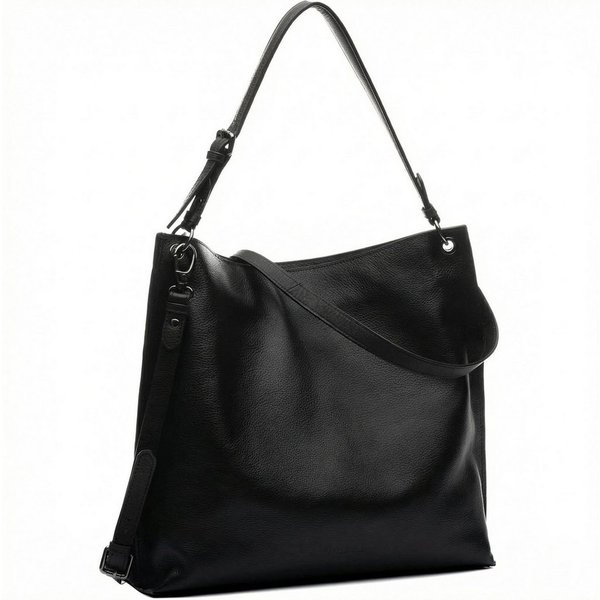 FEYNSINN Umhängetasche echt Leder Hobo Beutel Schultertasche groß schwarz, Schultertasche Echtleder für Damen, Handtasche schwarz