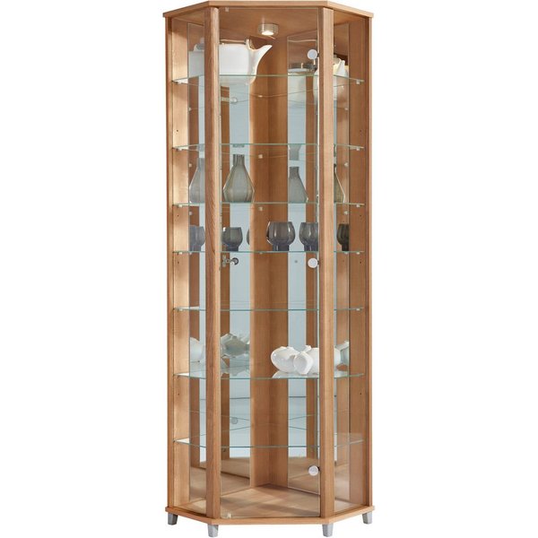fif möbel Eckvitrine TRIO Höhe ca. 172 cm, ink. Beleuchtung Eckvitrine/Glasvitrine 1x Glastür, perfekt für Sammler, Sammlervitrine