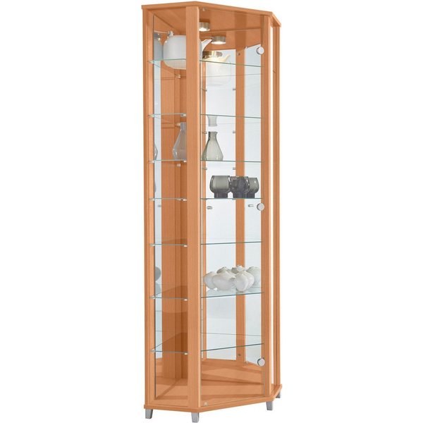 fif möbel Eckvitrine TRIO Höhe ca. 172 cm, ink. Beleuchtung Eckvitrine/Glasvitrine 1x Glastür, perfekt für Sammler, Sammlervitrine