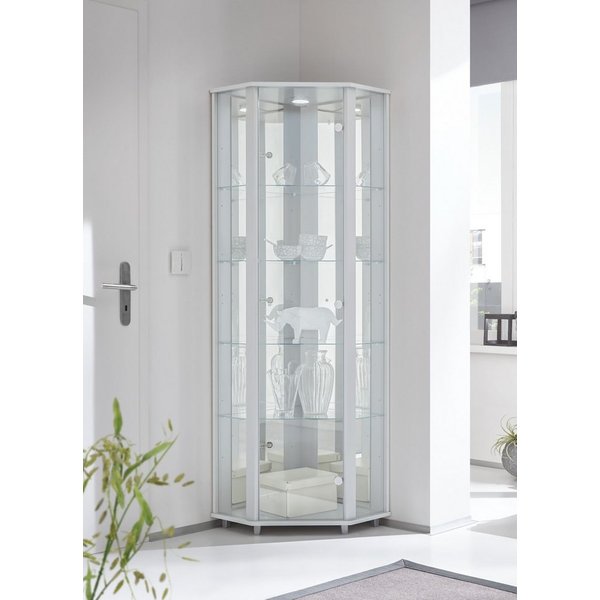fif möbel Eckvitrine TRIO Höhe ca. 172 cm, ink. Beleuchtung Eckvitrine/Glasvitrine 1x Glastür, perfekt für Sammler, Sammlervitrine