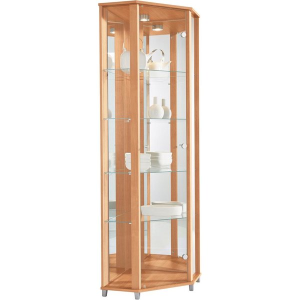 fif möbel Eckvitrine TRIO Höhe ca. 172 cm, ink. Beleuchtung Eckvitrine/Glasvitrine 1x Glastür, perfekt für Sammler, Sammlervitrine