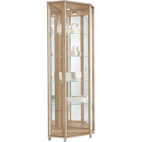 fif möbel Eckvitrine TRIO Höhe ca. 172 cm, ink. Beleuchtung Eckvitrine/Glasvitrine 1x Glastür, perfekt für Sammler, Sammlervitrine