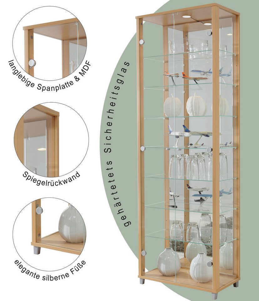 fif möbel Vitrine OPTIMA Standvitrine/Glasvitrine 2x Glastür,perfekt für Sammler,Sammlervitrine – Bild 3 von 5