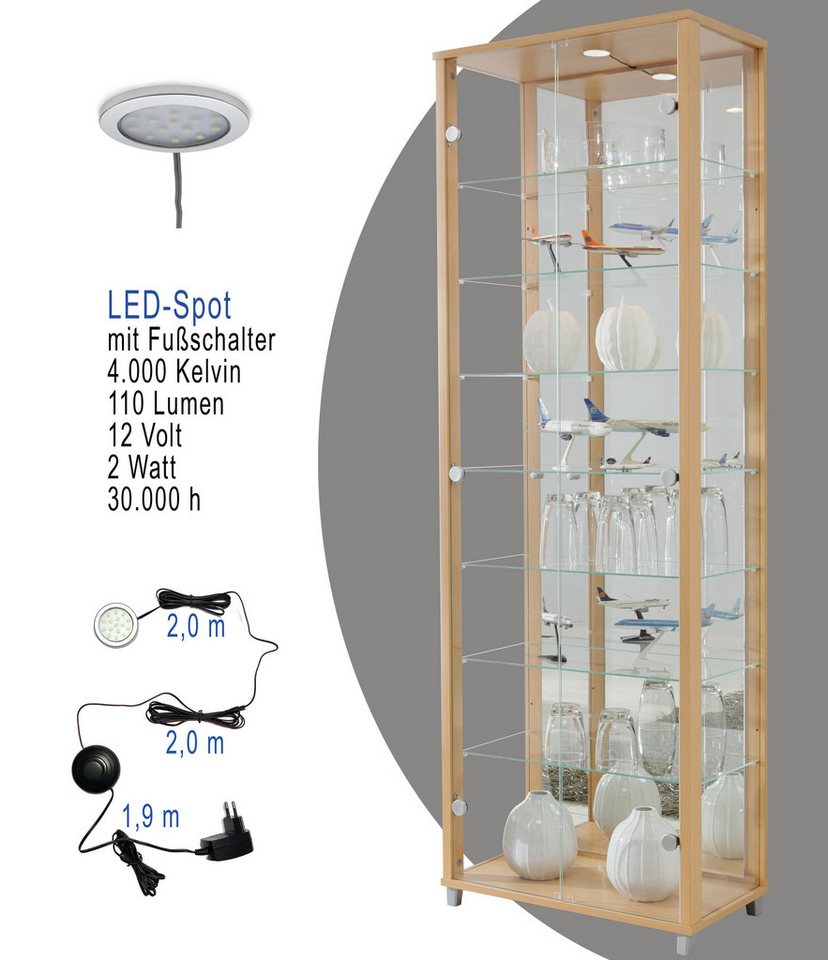 fif möbel Vitrine OPTIMA Standvitrine/Glasvitrine 2x Glastür,perfekt für Sammler,Sammlervitrine – Bild 4 von 5