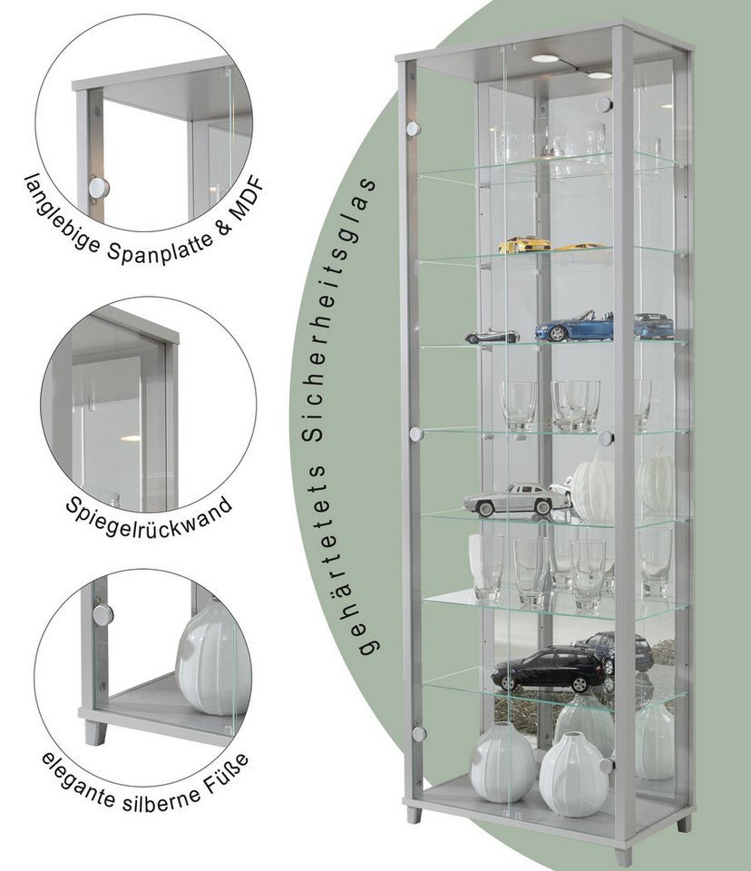 fif möbel Vitrine OPTIMA Standvitrine/Glasvitrine 2x Glastür,perfekt für Sammler,Sammlervitrine – Bild 3 von 5