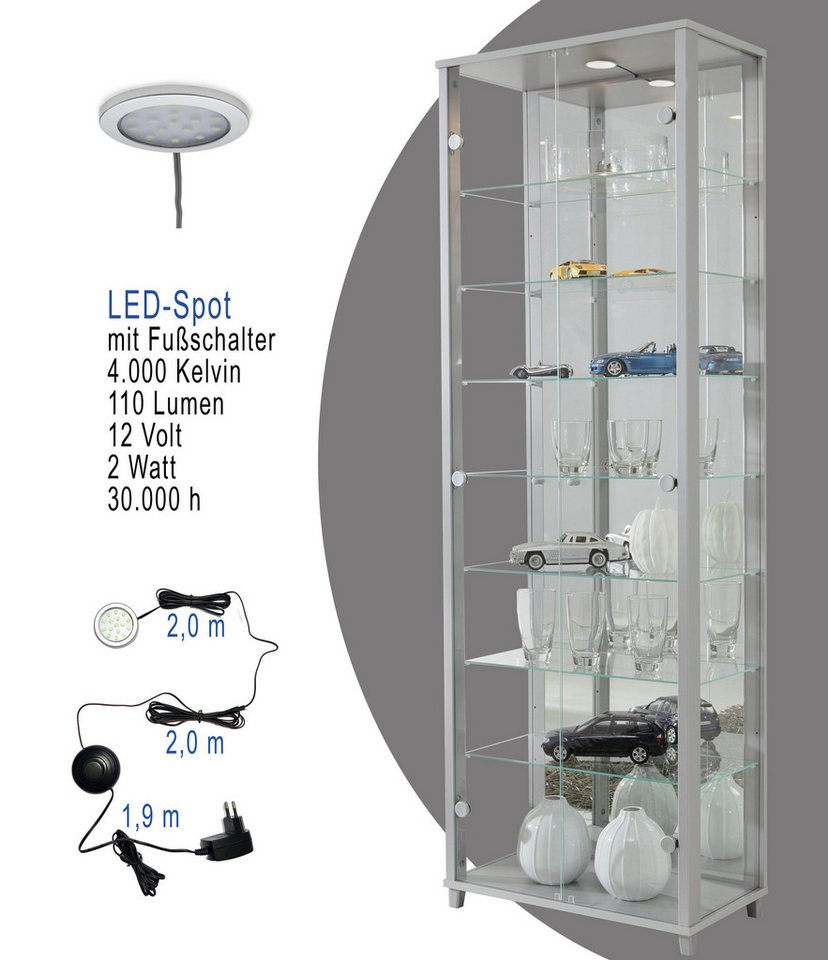 fif möbel Vitrine OPTIMA Standvitrine/Glasvitrine 2x Glastür,perfekt für Sammler,Sammlervitrine – Bild 4 von 5