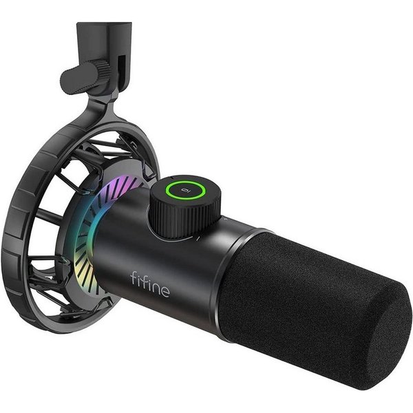FIFINE Mikrofon USB Dynamische Mikrofon Gaming mit RGB Lichteffekt