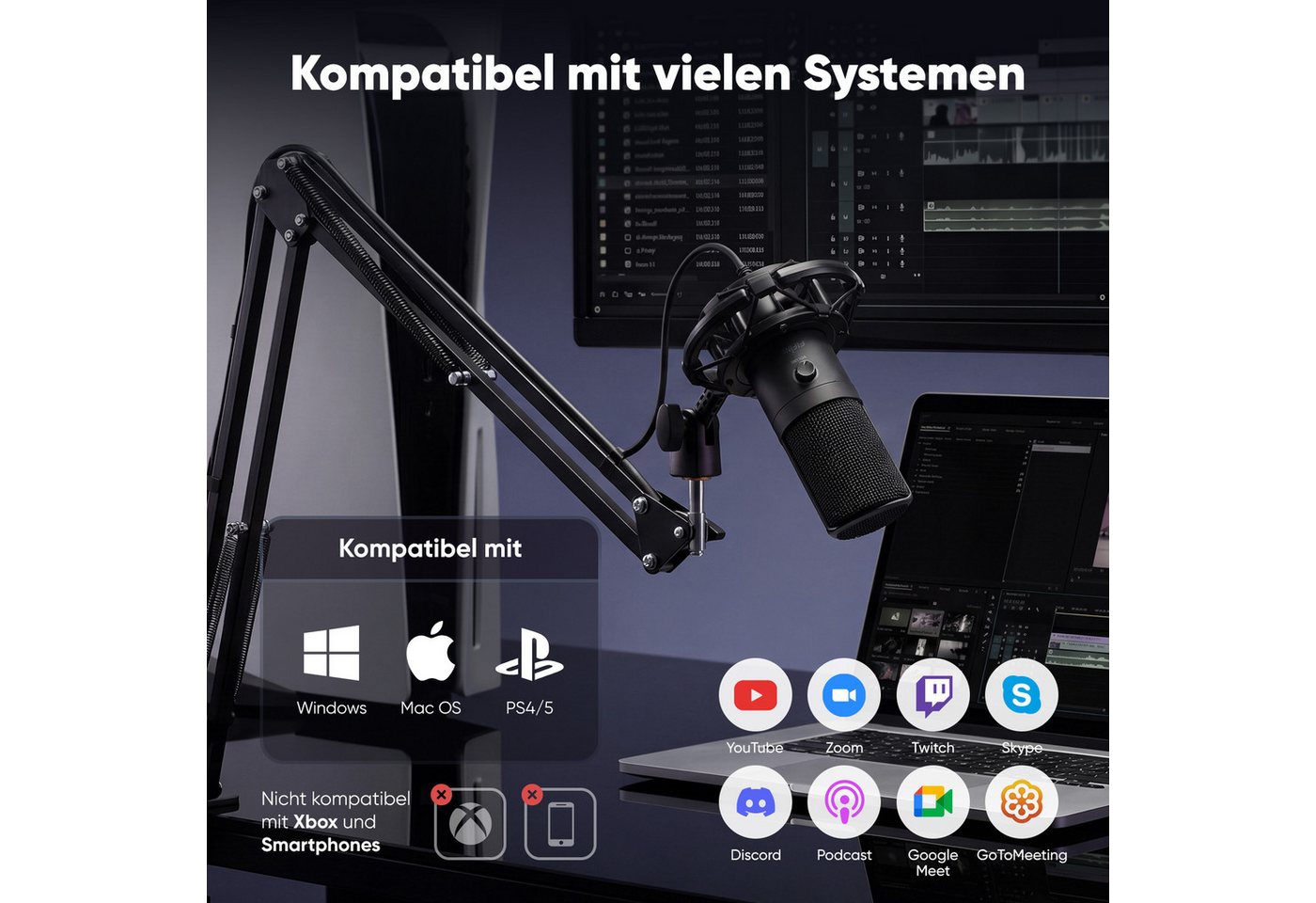FIFINE Mikrofon USB Kondensator Mikrofon PC Streaming Studio Mikrofon – Bild 4 von 5