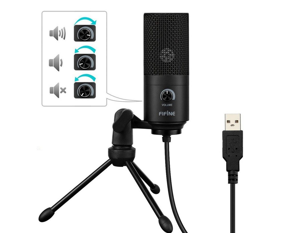 FIFINE Mikrofon USB Kondensator Mikrofon Streaming mit Ständer PC Mac – Bild 4 von 5