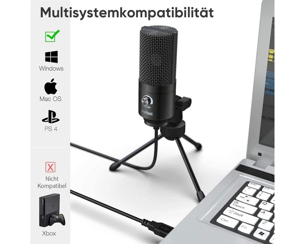 FIFINE Mikrofon USB Kondensator Mikrofon Streaming mit Ständer PC Mac – Bild 5 von 5