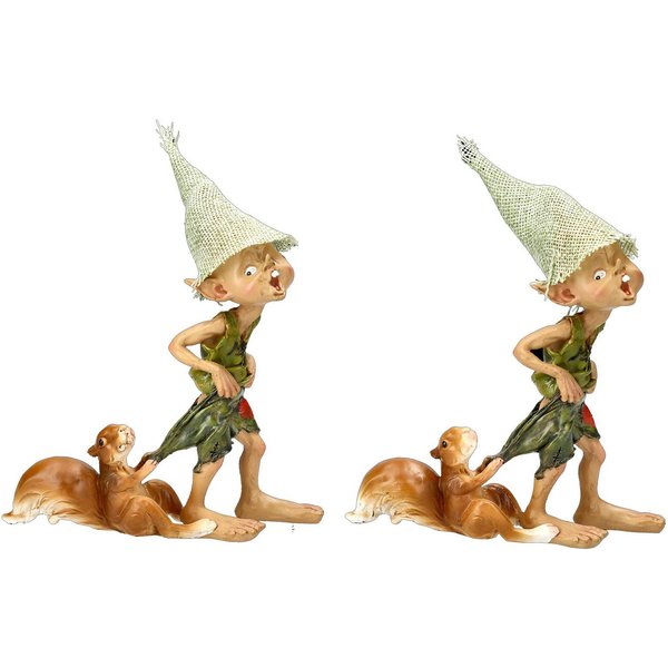 Figuren Shop GmbH Dekofigur Pixie Kobold Figur - Freches Eichhörnchen 2er Set - Hose ziehen Zwerge