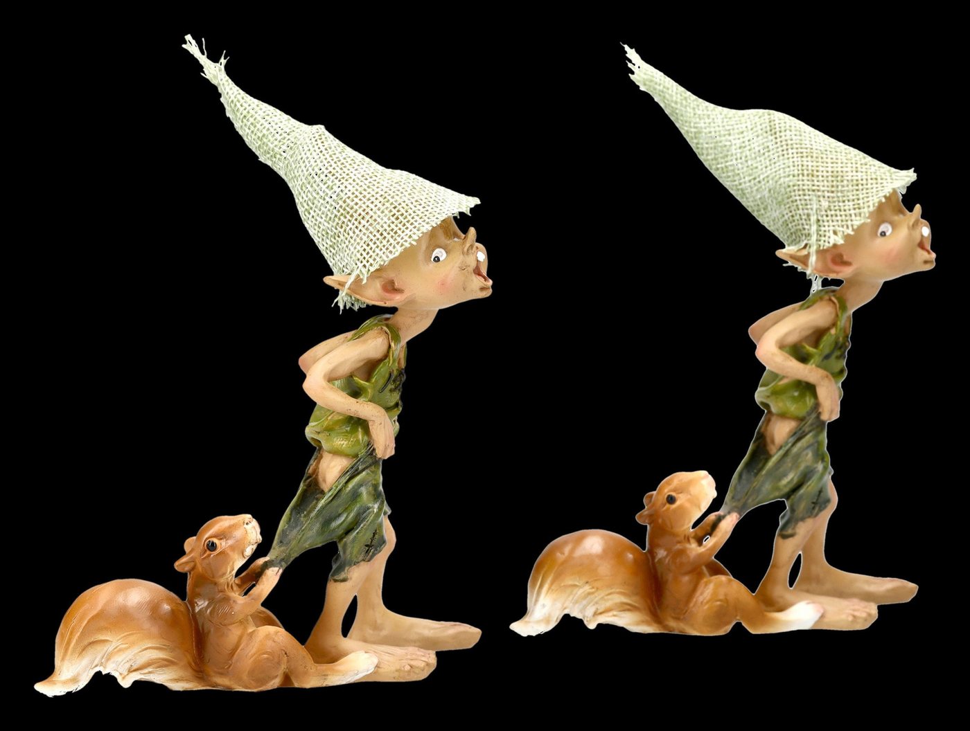 Figuren Shop GmbH Dekofigur Pixie Kobold Figur - Freches Eichhörnchen 2er Set - Hose ziehen Zwerge – Bild 3 von 5