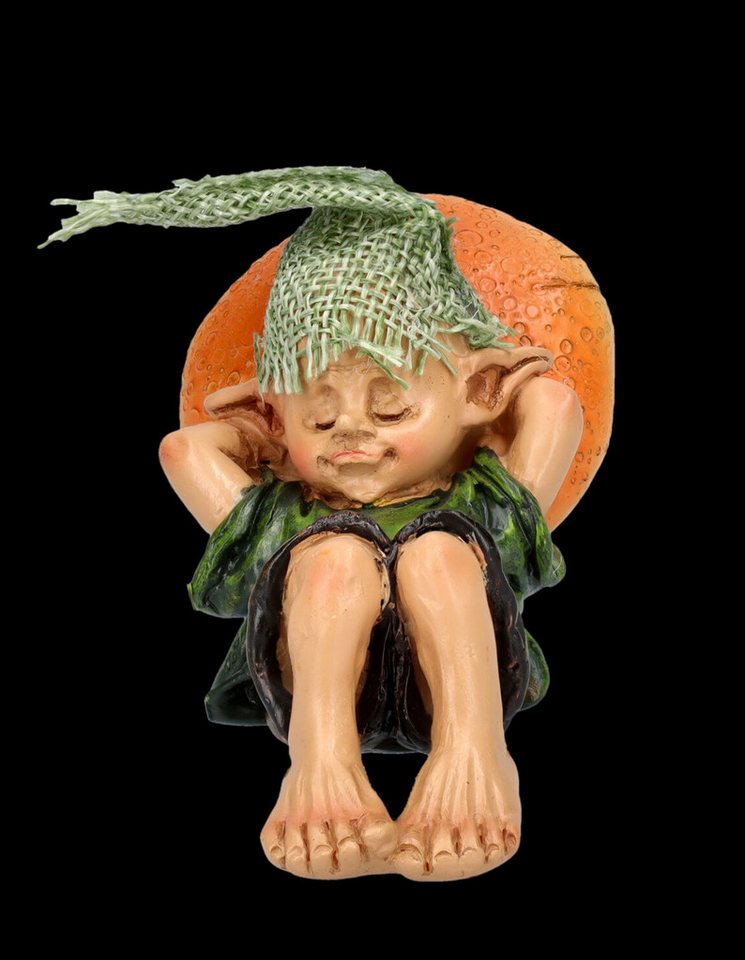 Figuren Shop GmbH Dekofigur Pixie Kobold Figur - Schlafend mit Pilz-Kissen - Dekofigur Zwerg Pilz – Bild 4 von 5